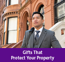 Rollover image of a man. Link to Gifts That Protect Your Property.